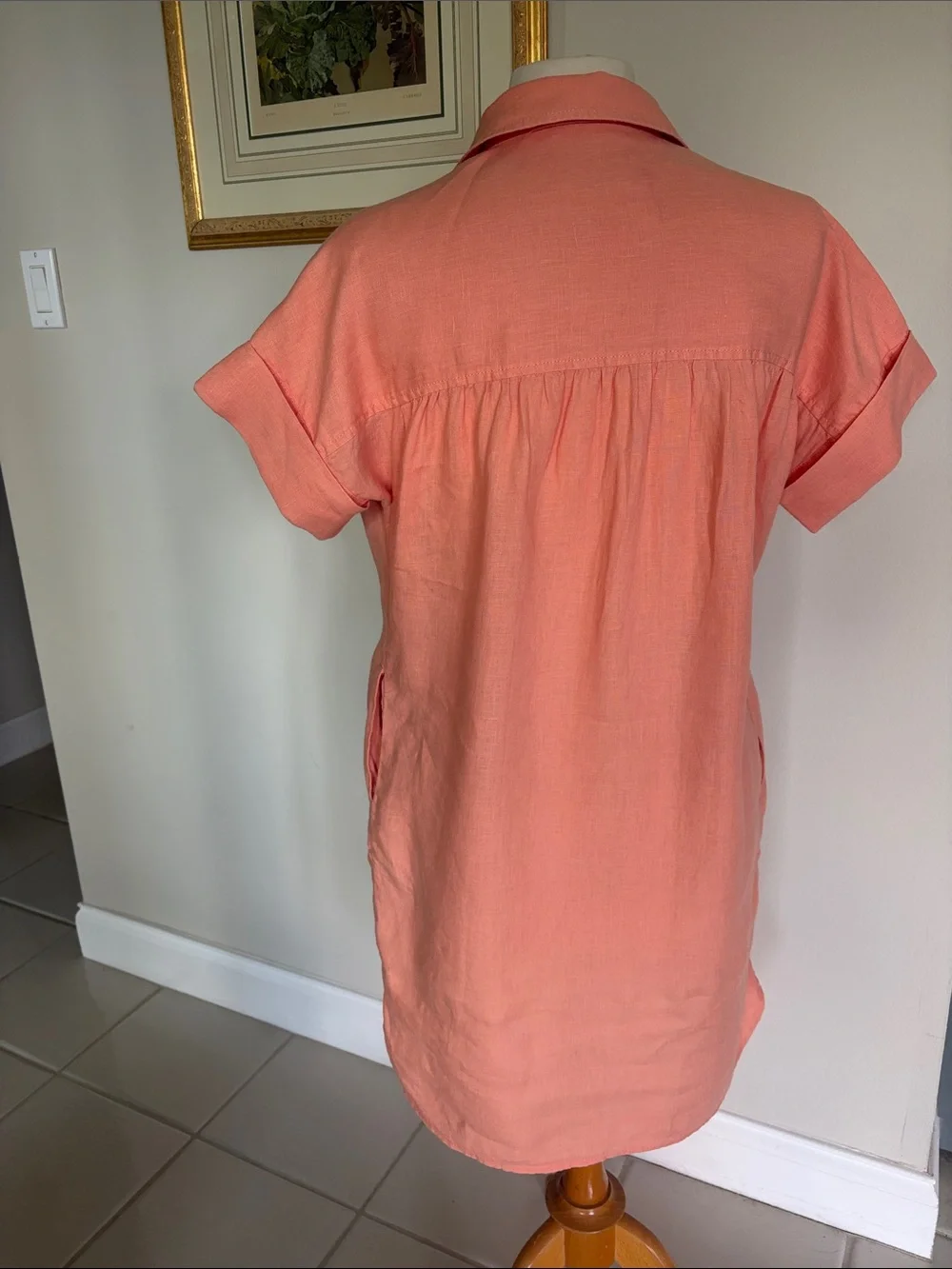 J. Crew Coral Button-Front relaxed linen Shirt Dress